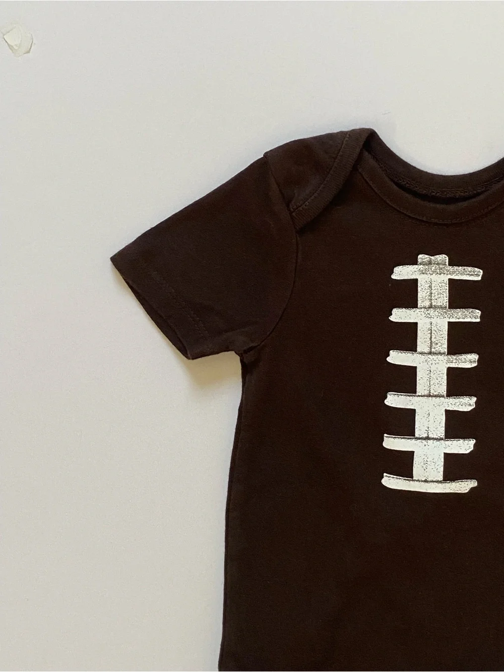 Football Style Bodysuit Size 6 9 Months Brown Cotton Stitching Sporty EUC Mint!